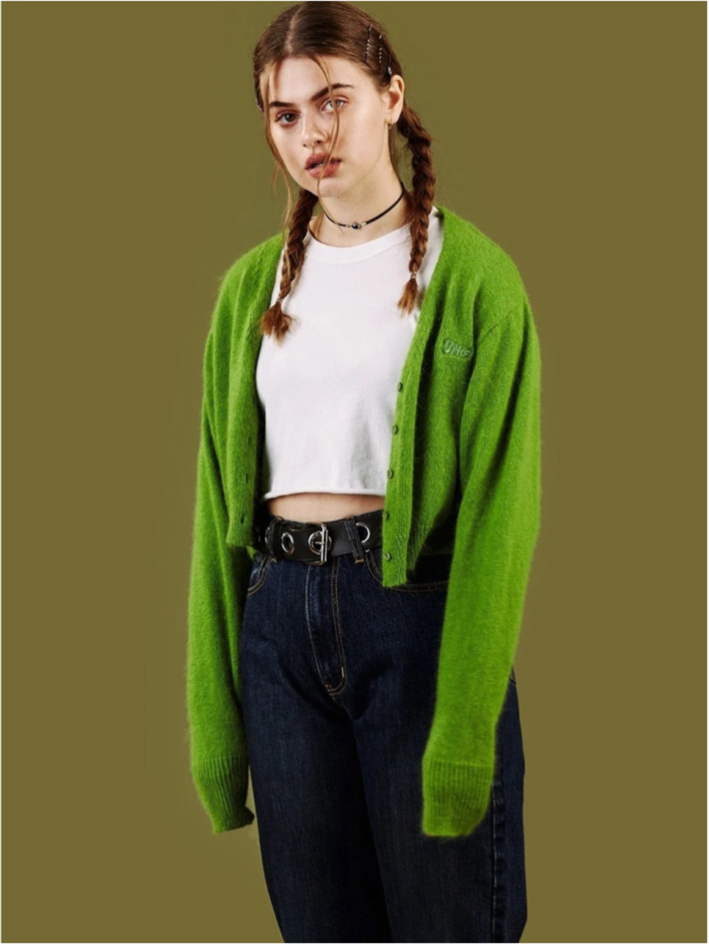 UNIF Liv Sweater Cardigan Green Size XS